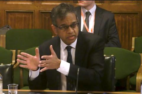 Siddharthan Chandran speaking at the Select Committee